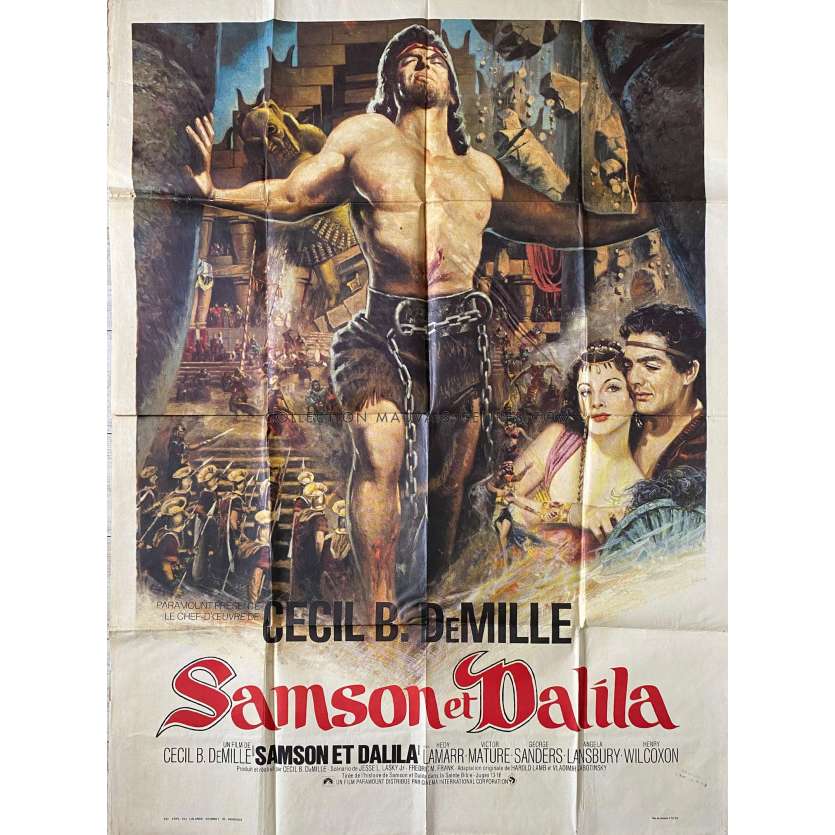 SAMSON AND DELILAH Movie Poster- 47x63 in. - 1949 - Cecil B. DeMile, Victor Mature - Sword-and-sandal