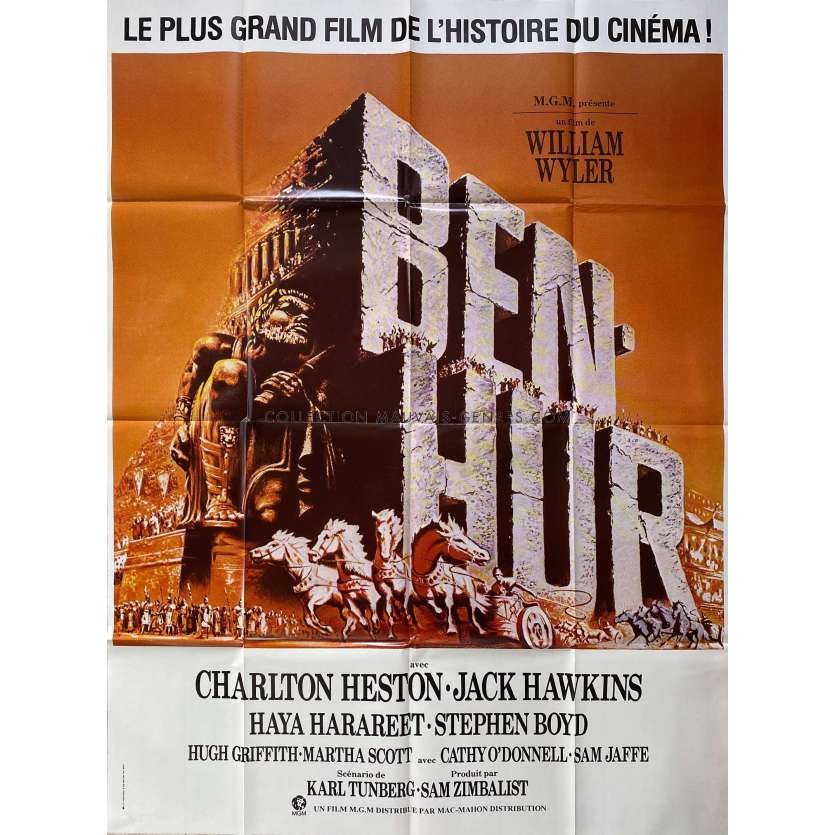 BEN-HUR Affiche de film- 120x160 cm. - 1959/R1970 - Charlton Heston, William Wyler - Peplum