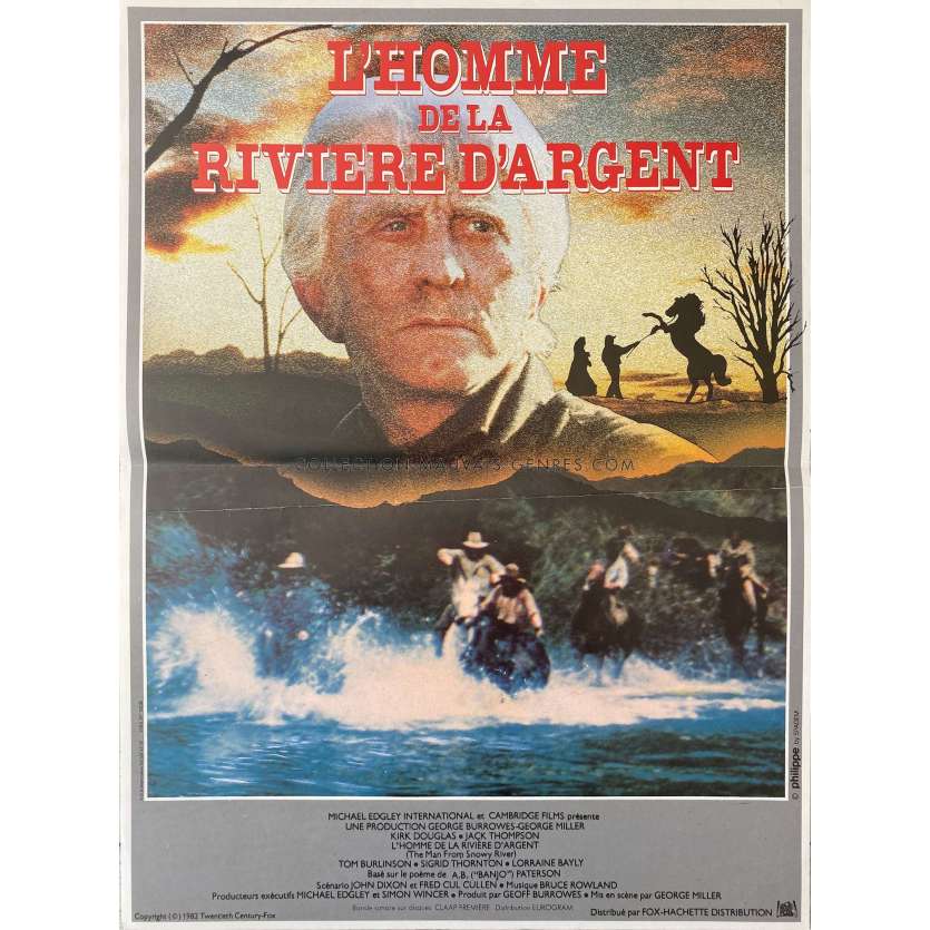 L'HOMME DE LA RIVIERE D'ARGENT Affiche de film- 40x54 cm. - 1982 - Kirk Douglas, George Miller