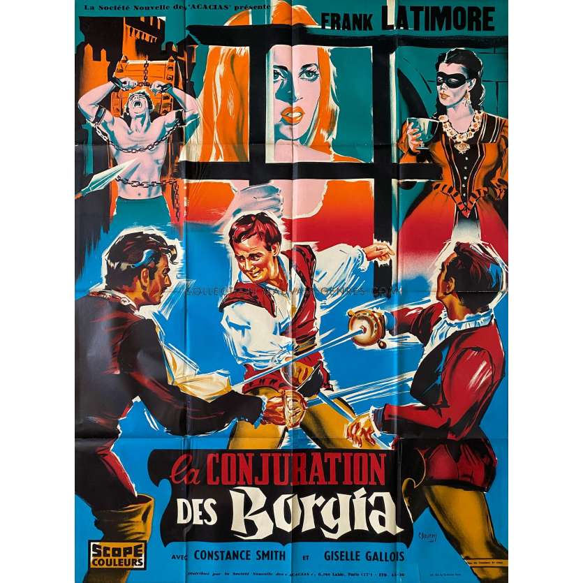 LA CONSPIRATION DES BORGIA Affiche de film- 120x160 cm. - 1959 - Frank Latimore, Antonio Racioppi