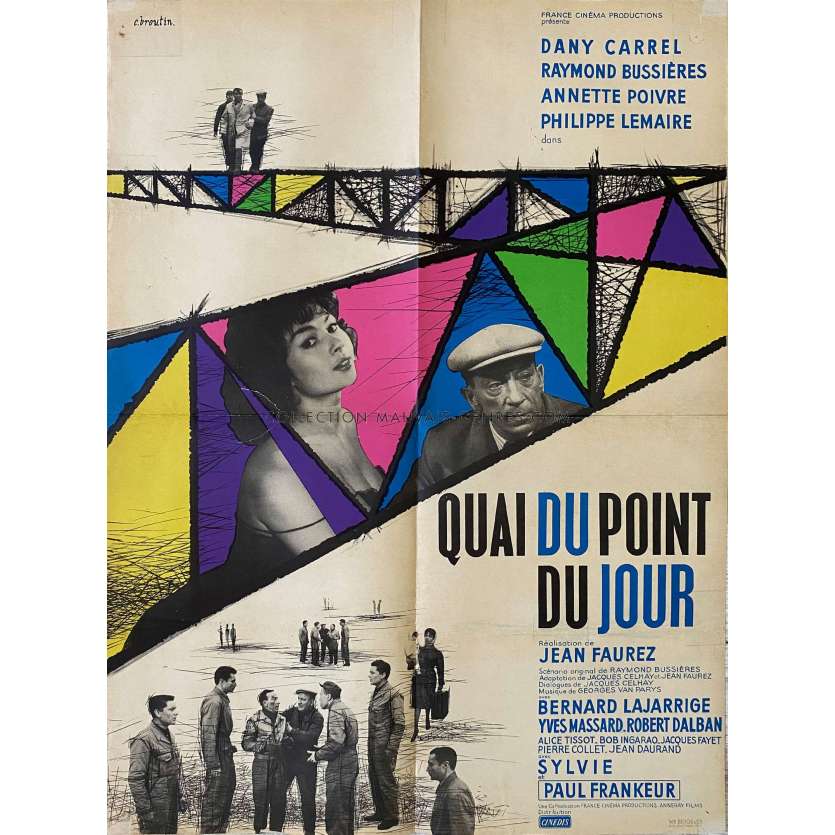 QUAI DU POINT DU JOUR Affiche de film- 60x80 cm. - 1960 - Dany Carrel, Jean Faurez