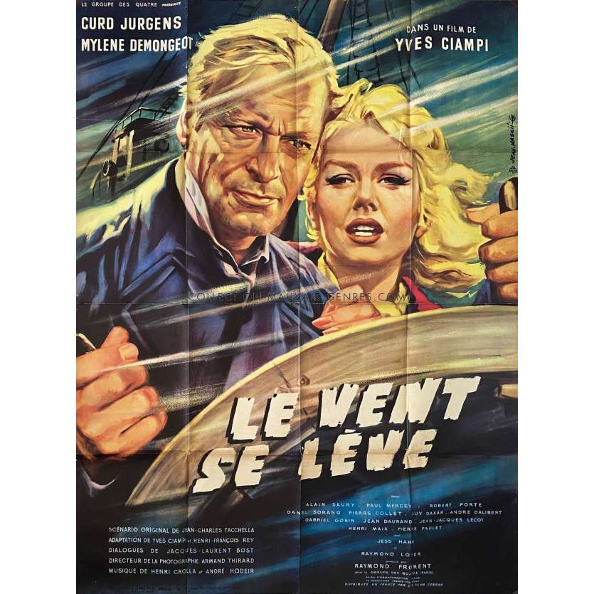 LE VENT SE LEVE (1959) Affiche de film- 120x160 cm. - 1959 - Curd Jürgens, Mylène Demongeot, Yves Ciampi