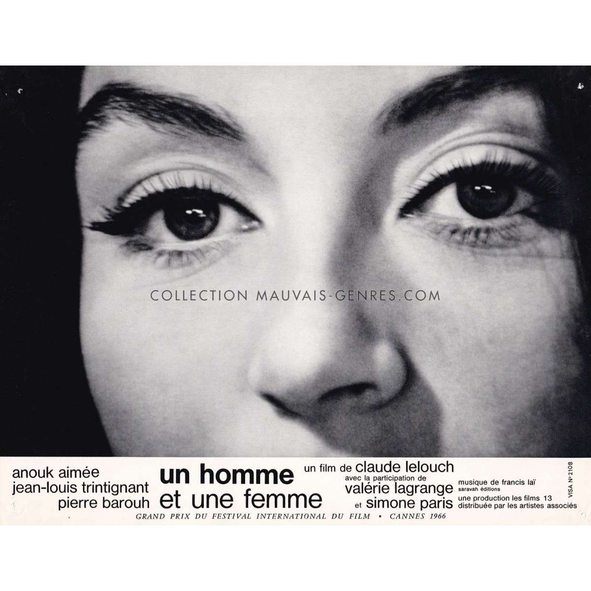 MAN & A WOMAN French Lobby Card - 9x12 in. - 1966 N05