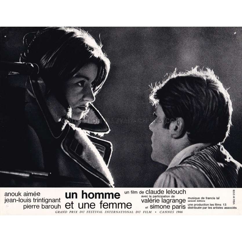 MAN & A WOMAN Lobby Card N21 - 9x12 in. - 1966 - Claude Lelouch, Anouk Aimée, Jean-Louis Trintignant