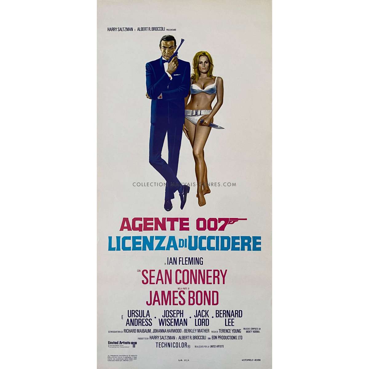 DR. NO Italian Movie Poster - 13x28 in. - 1962/R1971