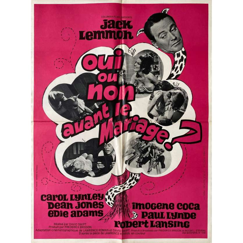 OUI OU NON AVANT LE MARIAGE Affiche de film- 60x80 cm. - 1963 - Jack Lemmon, David Swift