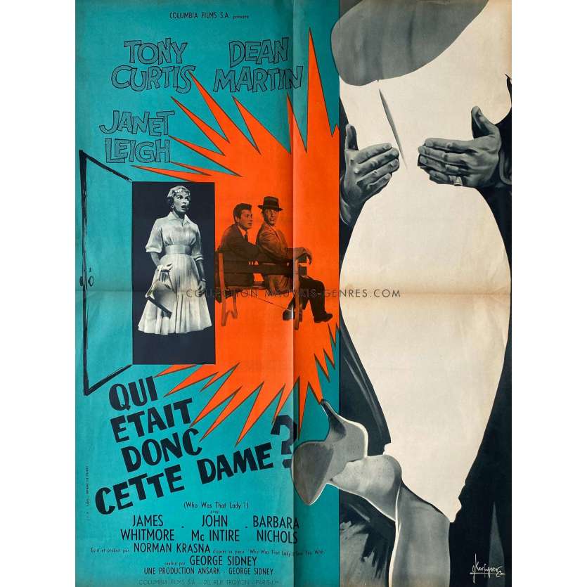 QUI ÉTAIT DONC CETTE DAME ? Affiche de film- 60x80 cm. - 1960 - Tony Curtis, Dean Martin, George Sidney