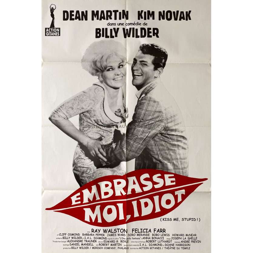 EMBRASSE-MOI IDIOT Affiche de film- 80x120 cm. - 1964 - Dean Martin, Kim Novak, Billy Wilder