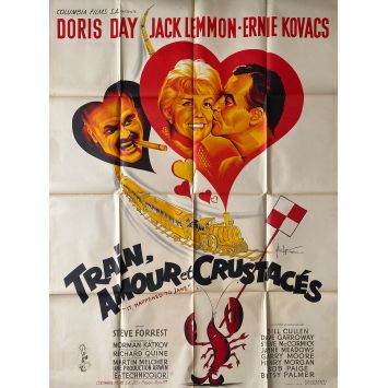 TRAIN AMOUR ET CRUSTACES Affiche de film- 120x160 cm. - 1959 - Doris Day, Jack Lemmon, Richard Quine