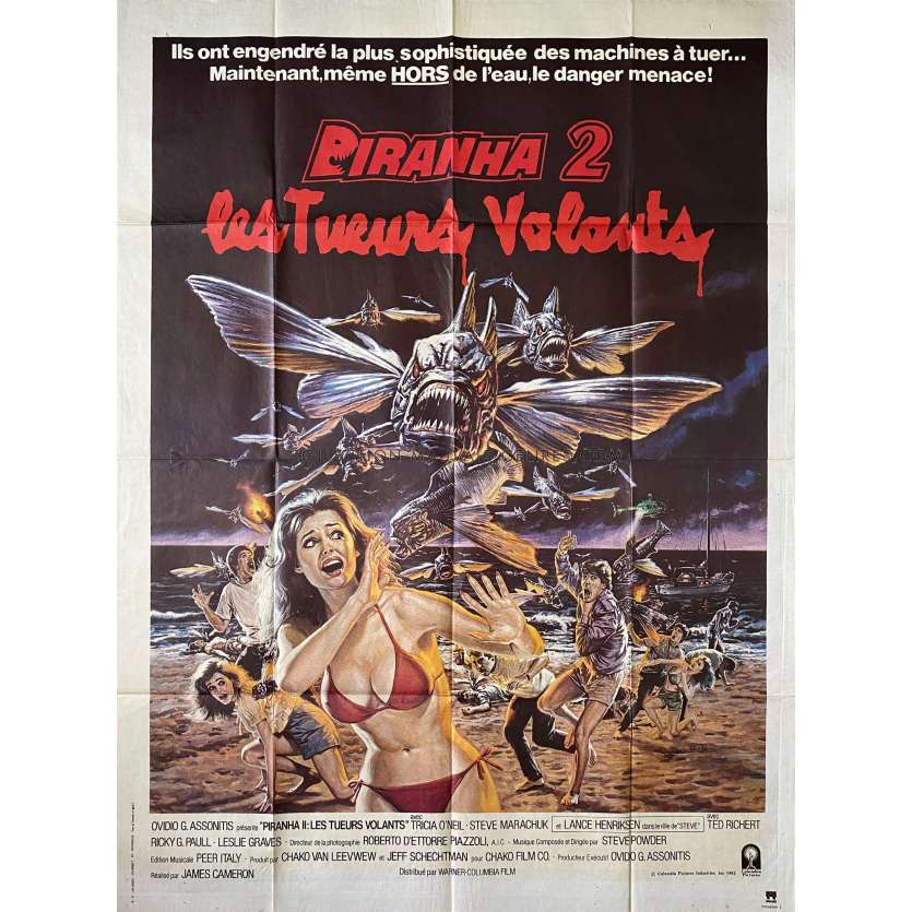 PIRANHA 2 LES TUEURS VOLANTS Affiche de film- 120x160 cm. - 1981 - Lance Henriksen, James Cameron