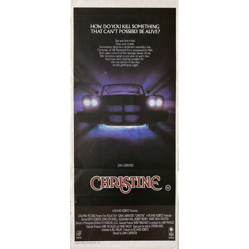 CHRISTINE Affiche de film- 33x78 cm. - 1983/R2021 - Keith Gordon, John Carpenter