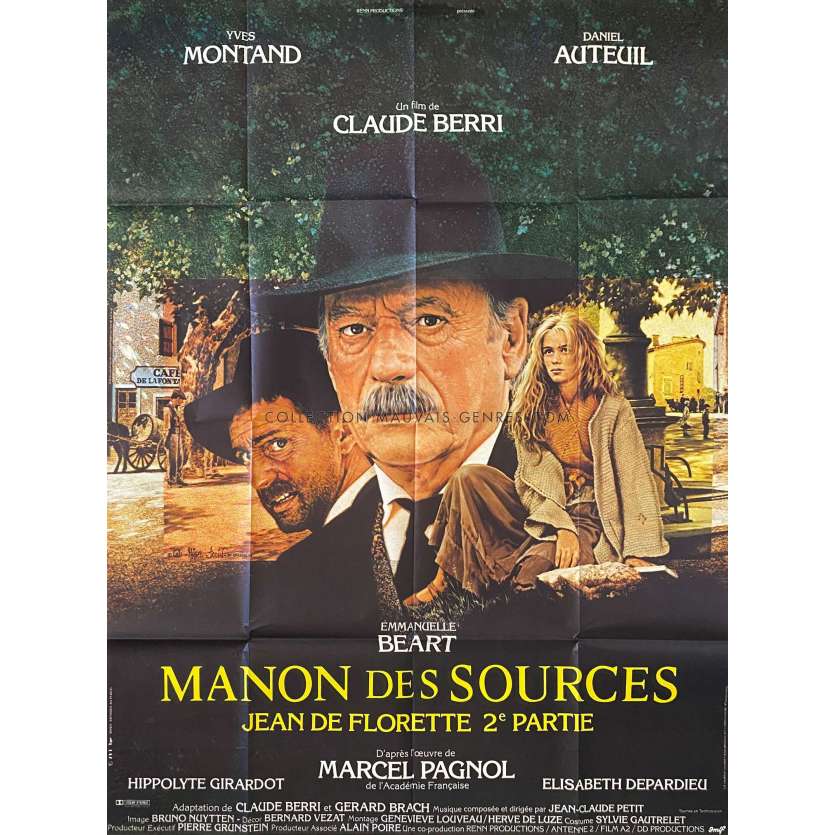 MANON DES SOURCES Affiche de film- 120x160 cm. - 1986 - Yves Montand, Claude Berri