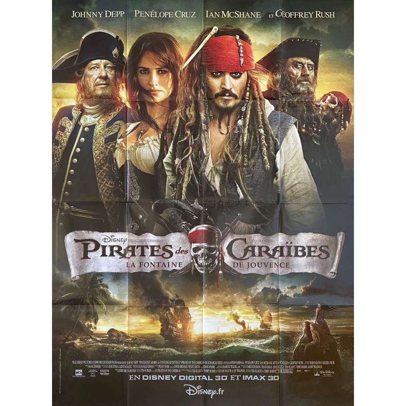 PIRATES DES CARAIBES 4 LA FONTAINE DE JOUVENCE Affiche de film- 120x160 cm. - 2011 - Johnny Depp, Rob Marshall