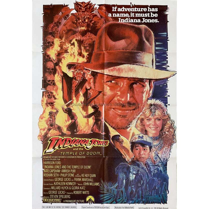 INDIANA JONES AND THE TEMPLE OF DOOM Movie Poster Studio Style - 27x39 in. - 1984 - Steven Spielberg