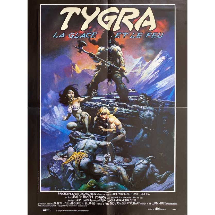 TYGRA LA GLACE ET LE FEU Affiche de film- 60x80 cm. - 1983 - Randy Norton, Ralph Bakshi