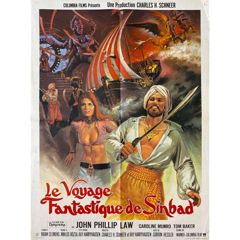 LE VOYAGE FANTASTIQUE DE SINBAD Affiche de film- 60x80 cm. - 1973 - Caroline Munro, Ray Harryhausen