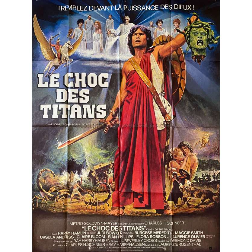 CLASH OF THE TITANS Movie Poster- 47x63 in. - 1981 - Desmond Davis, Lawrence Oliver