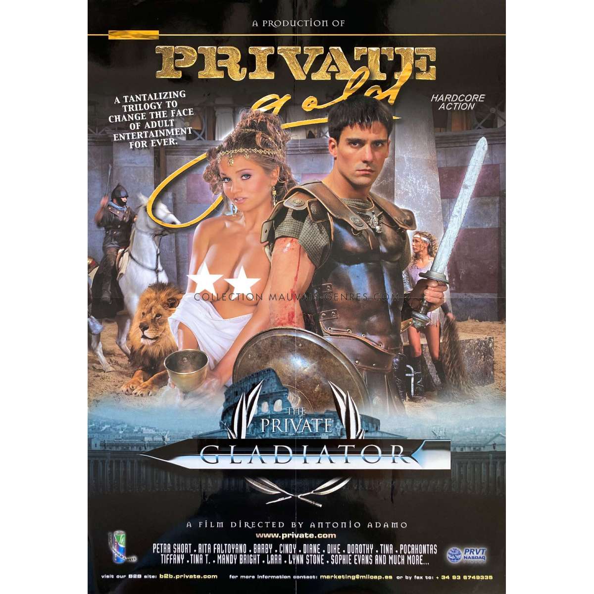 Affiche Vidéo XXX française de THE PRIVATE GLADIATOR - 50x70 cm. Private