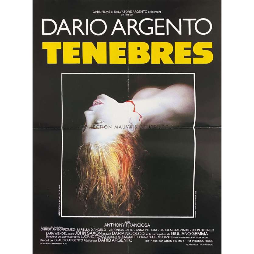 TENEBRAE French Movie Poster - 15x21 In. - 1982