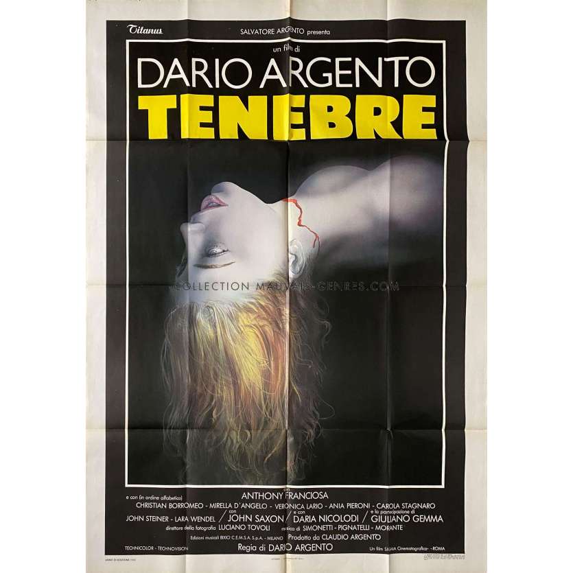 TENEBRES Affiche de film- 100x140 cm. - 1982 - John Saxon, Dario Argento