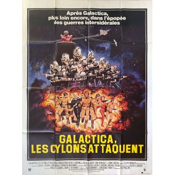 GALACTICA LES CYLONS ATTAQUENT Affiche de cinéma- 120x160 cm. - 1979 - Dirk Benedict, Vince Edwards