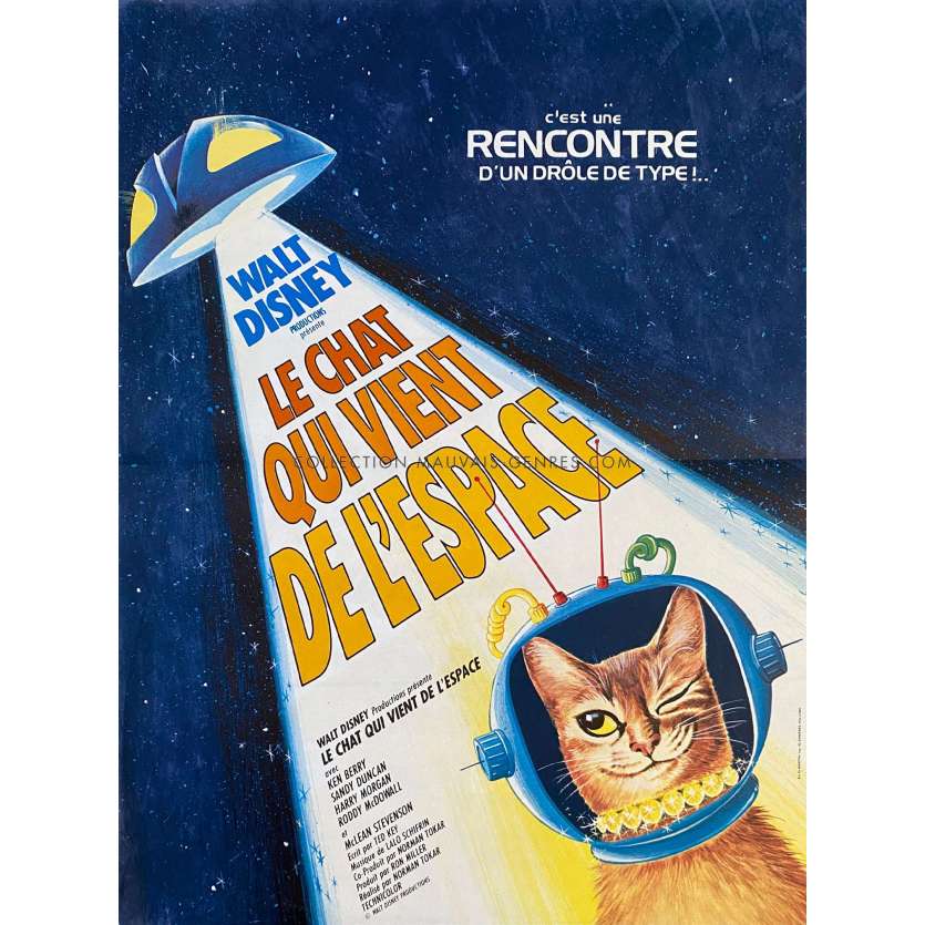 THE CAT FROM OUTER SPACE French Movie Poster- 15x21 in. - 1978 - Norman Tokar, Ken Berry