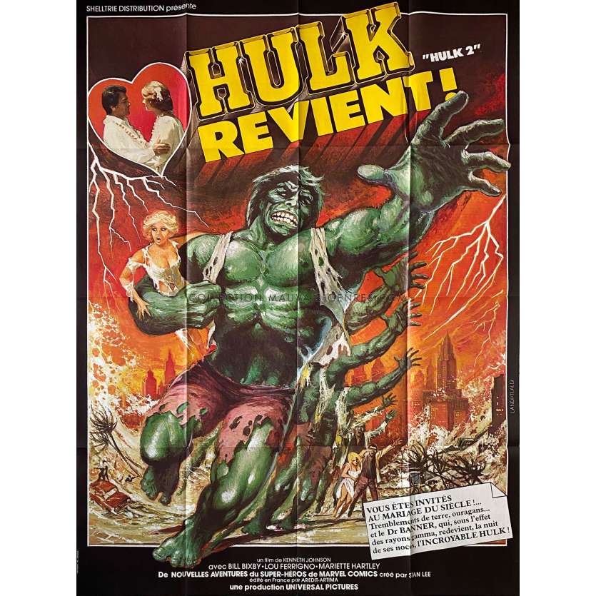 HULK REVIENT Affiche de film- 120x160 cm. - 1978 - Lou Ferrigno, Kenneth Johnson