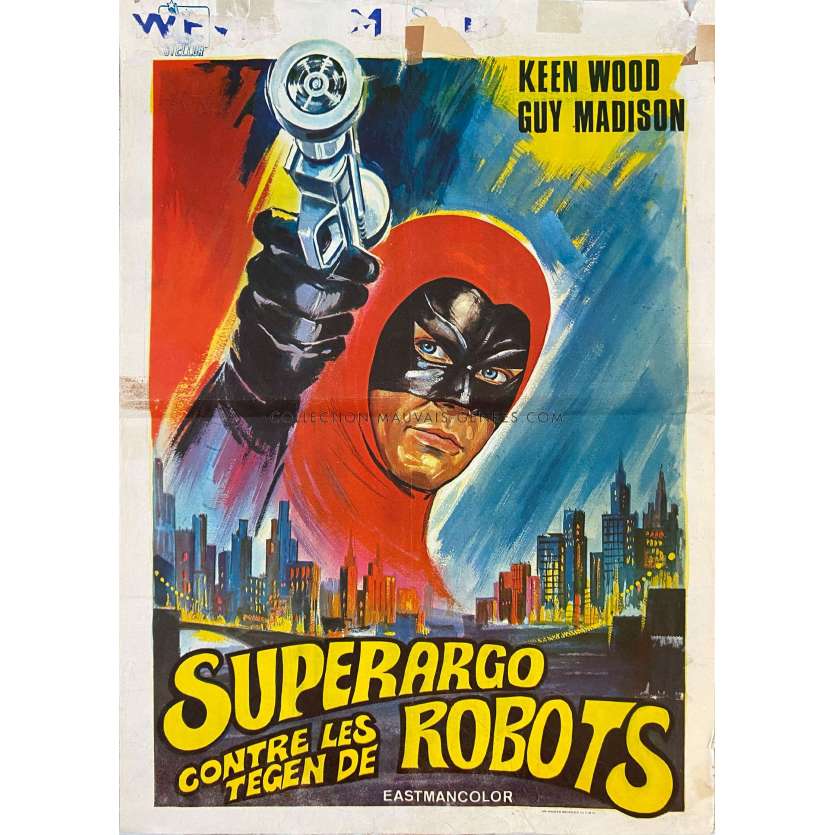 SUPERARGO AND THE FACELESS GIANTS Belgian Movie Poster- 14x21 in. - 1968 - Paolo Bianchini, Giovanni Cianfriglia