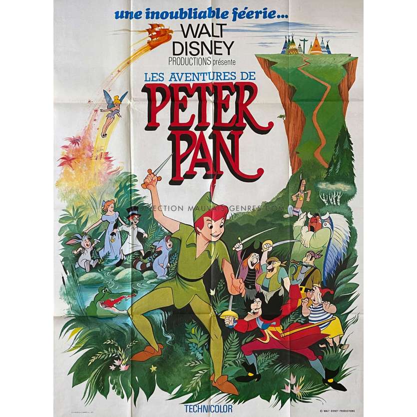 PETER PAN Affiche de film- 120x160 cm. - 1953/R1977 - Bobby Driscoll, Walt Disney