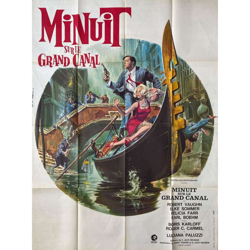 MINUIT SUR LE GRAND CANAL Affiche de cinéma- 120x160 cm. - 1966 - Robert Vaughn, Jerry Thorpe