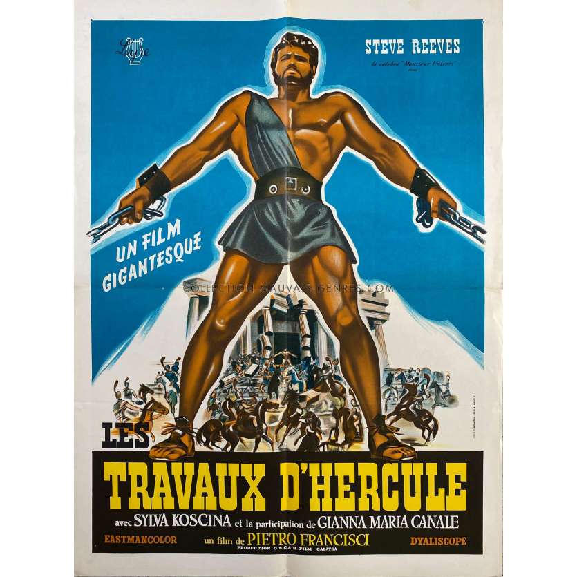 HERCULES US Movie Poster- 23x32 in. - 1958 - Pietro Francisci, Steve Reeves