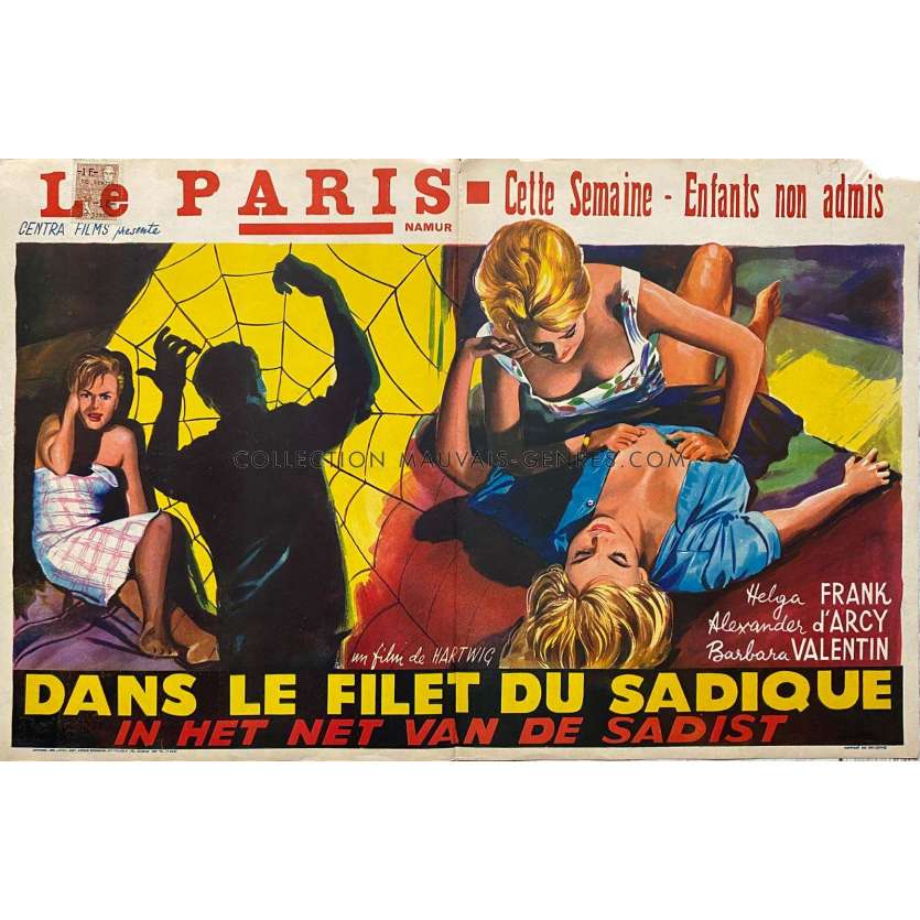 DANS LE FILET DU SADIQUE Affiche de cinéma- 35x55 cm. - 1960 - Harald Maresch, Fritz Böttger