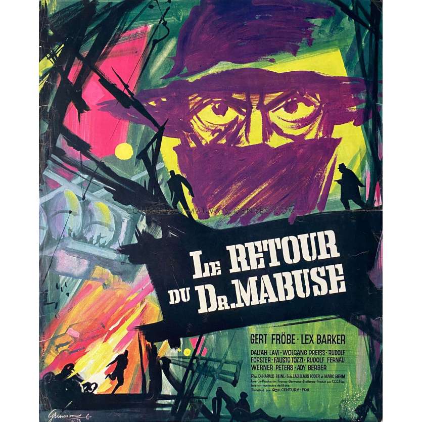 THE RETURN OF DR. MABUSE French Movie Poster- 17x21 in. - 1961 - Harald Reinl, Gert Fröbe