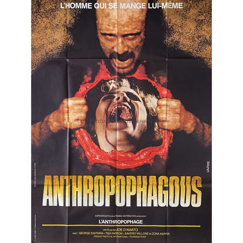 ANTHROPOPHAGEOUS Affiche de cinéma- 120x160 cm. - 1980 - George Eastman, Joe D'Amato