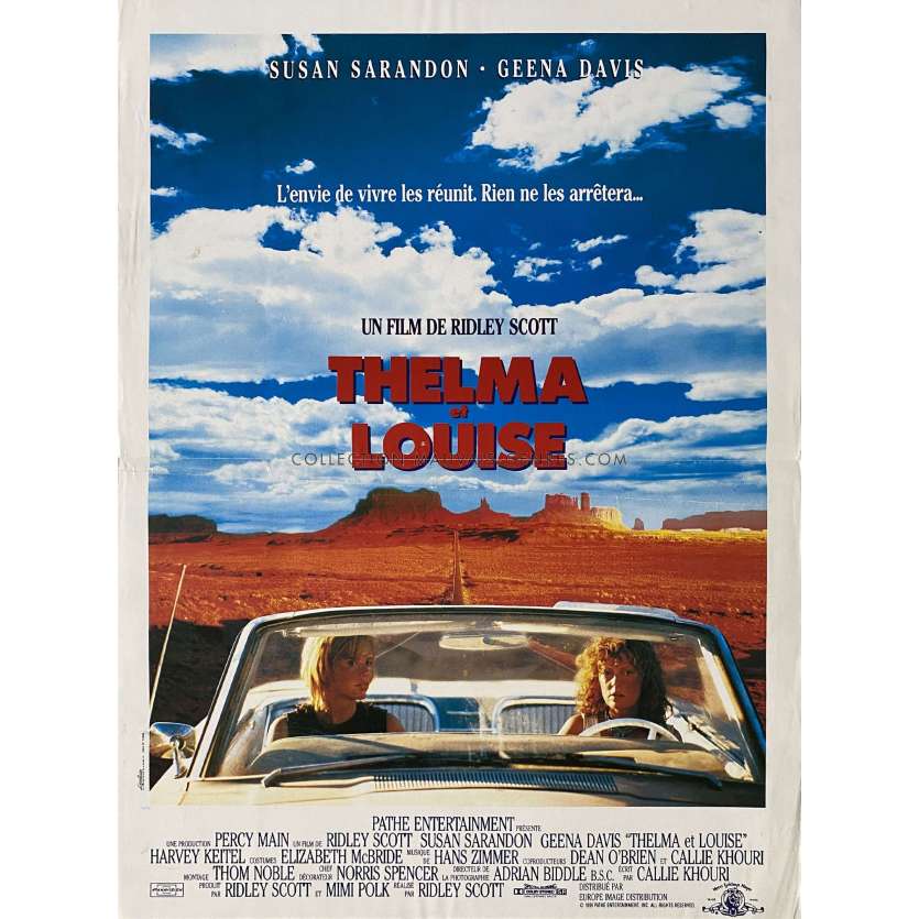 THELMA ET LOUISE Affiche de cinéma 1ere sortie. - 40x54 cm. - 1991 - Geena Davis, Ridley Scott