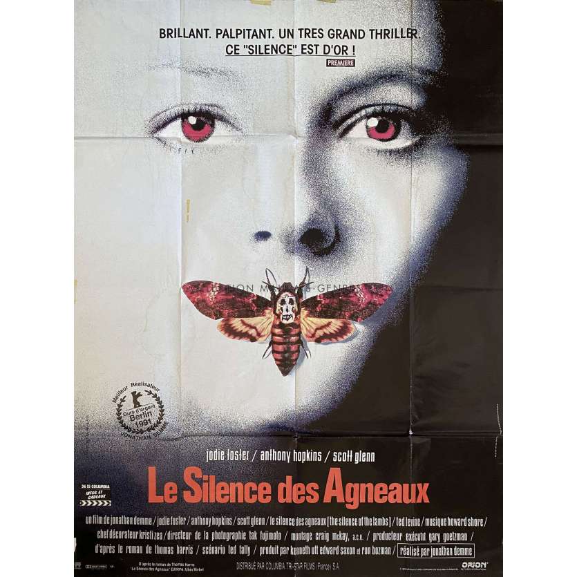 LE SILENCE DES AGNEAUX Affiche de cinéma- 120x160 cm. - 1991 - Anthony Hopkins, Jonathan Demme