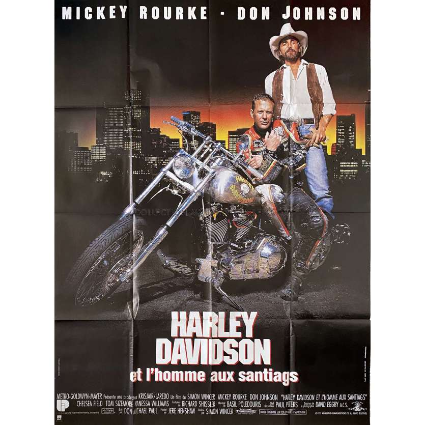 HARLEY DAVIDSON French Movie Poster- 47x63 in. - 1991 - Simon Wincer, Mickey Rourke