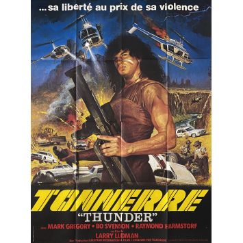 THUNDER French Movie Poster- 47x63 in. - 1983 - Fabrizio De Angelis, Mark Gregory