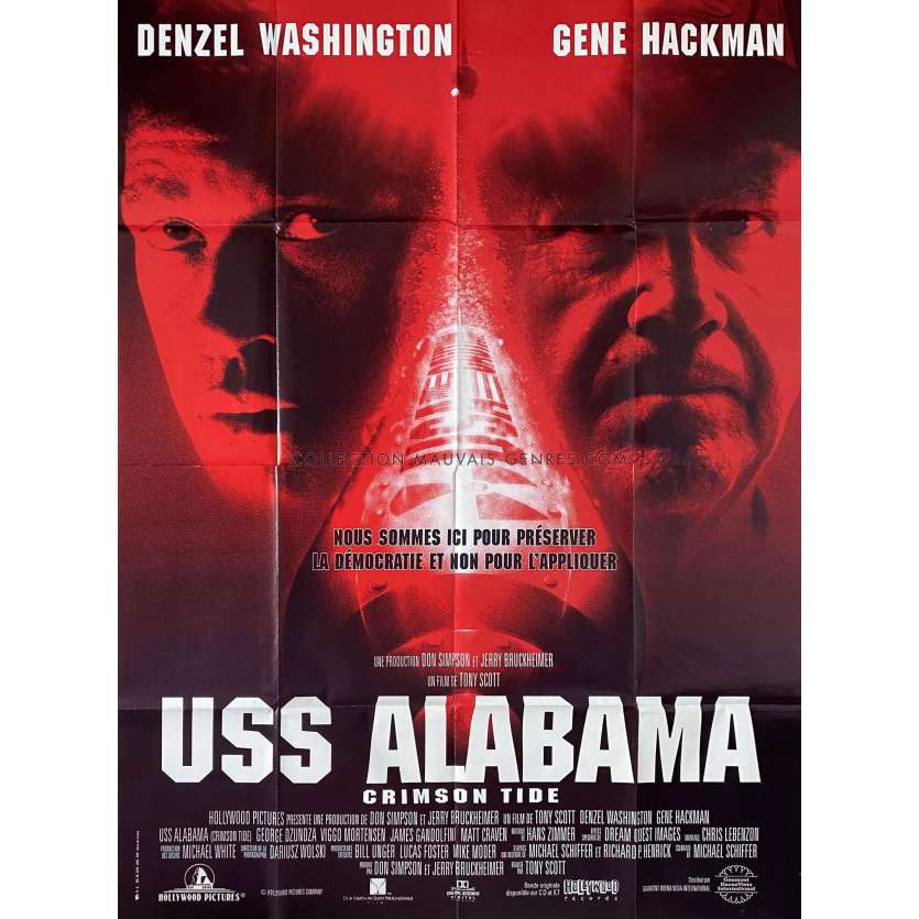 USS ALABAMA Affiche de film- 120x160 cm. - 1995 - Denzel Washington, Tony Scott