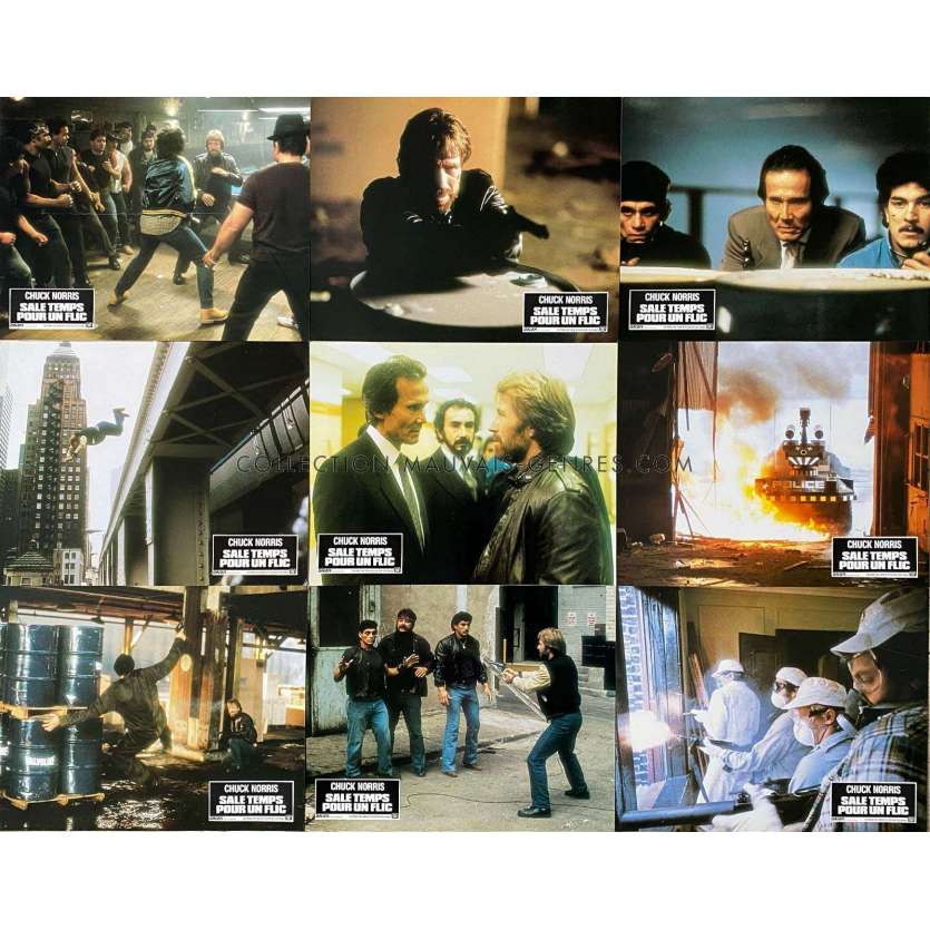 CODE OF SILENCE French Lobby Cards x9 - 9x12 in. - 1985 - Andrew Davis, Chuck Norris