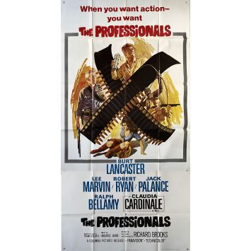 LES PROFESSIONNELS Affiche de cinéma- 104x206 cm. - 1966/R1972 - Burt Lancaster, Richard Brooks