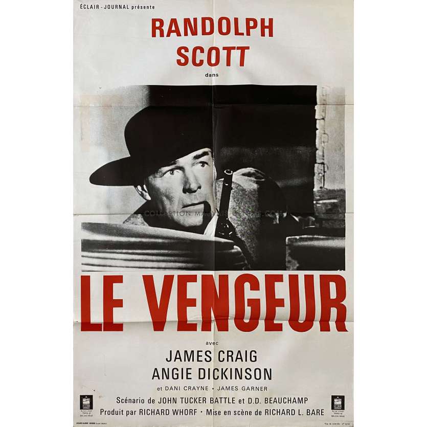 LE VENGEUR Affiche de cinéma- 80x120 cm. - 1959 - Randolph Scott, Budd Boetticher