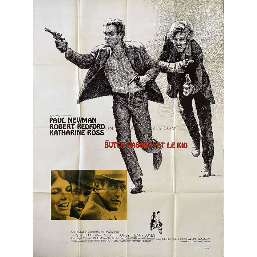 BUTCH CASSIDY AND THE SUNDANCE KID French Movie Poster- 47x63 in. - 1969 - George Roy Hill, Paul Newman