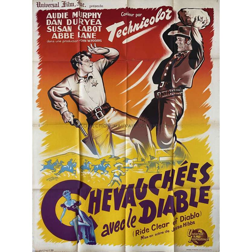 RIDE CLEAR OF DIABLO French Movie Poster- 47x63 in. - 1954 - Jesse Hibbs, Audie Murphy