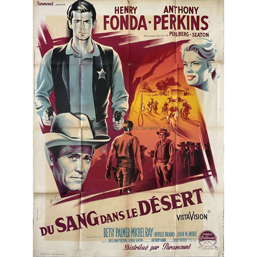 DU SANG DANS LE DESERT Affiche de cinéma- 120x160 cm. - 1957 - Henry Fonda, Anthony Mann