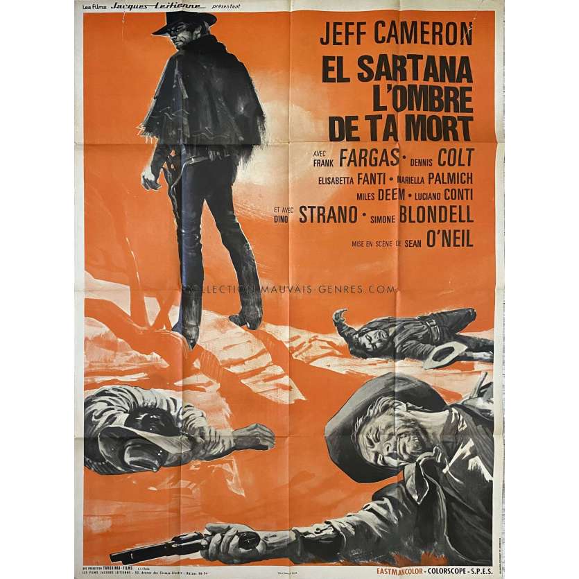 EL SARTANA L'OMBRE DE TA MORT Affiche de cinéma- 120x160 cm. - 1969 - Jeff Cameron, Demofilo Fidani