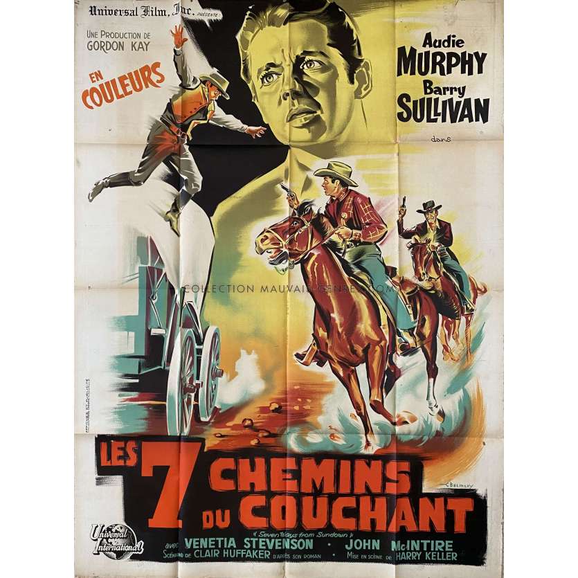 SEVEN WAYS FROM SUNDOWN French Movie Poster- 47x63 in. - 1960 - Harry Keller, Audie Murphy