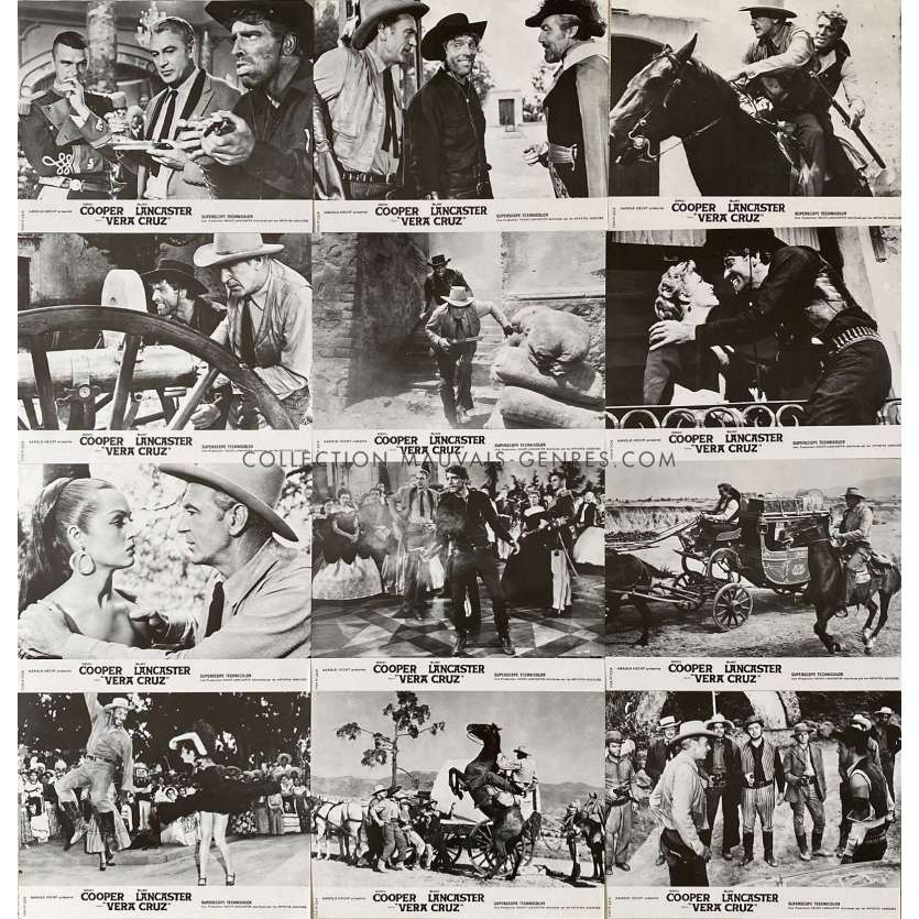 VERA CRUZ French Lobby Cards x12 - 9x12 in. - 1954/R1967 - Robert Aldrich, Gary Cooper