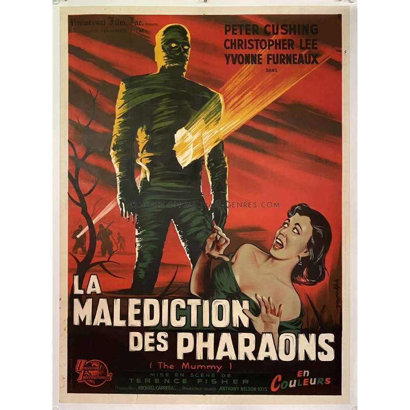 LA MALEDICTION DES PHARAONS Affiche de cinéma- 120x160 cm. - 1959 - Peter Cushing, Terence Fisher