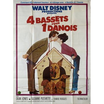 4 BASSETS POUR UN DANOIS Affiche de cinéma- 120x160 cm. - 1965 - Dean Jones, Walt Disney